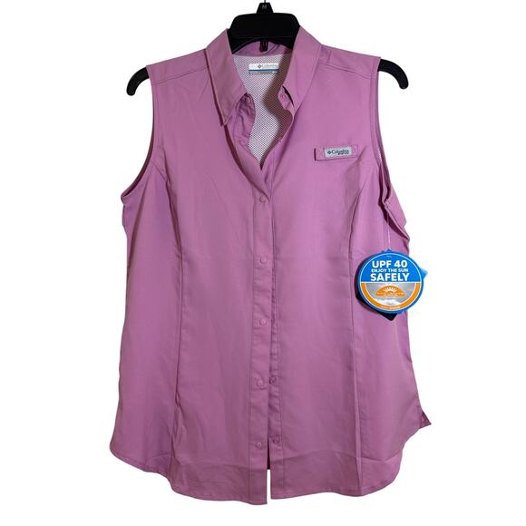 Columbia Sportswear Medium "Tamiami" Pink Woman’s Sleeveless Shirt Wicks, UPF 40 - Picture 1 of 5